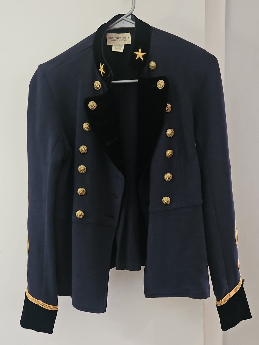 Denim & Supply Ralph Lauren Navy Military-Style Blazer with Gold Buttons